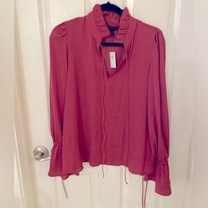 NWT Banana Republic Dark Pink Blouse with Ruffles